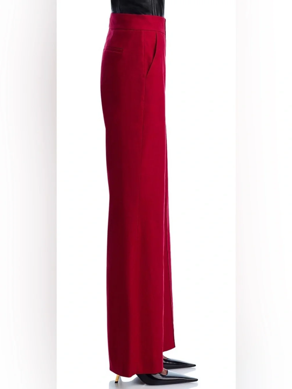 Alice + Olivia Dylan High Rise Wide Leg Pant in Dark Cherry - Picture 4 of 7